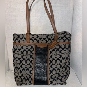 Vintage COACH Signature Snake Print Large Tote Shoulder Bag